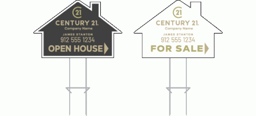 Century 21 Directional - Custom 15x23x6mm Coroplastic House Shape with Double Sided Print