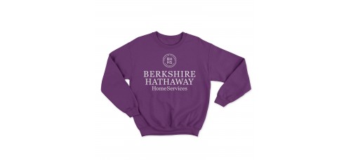 Apparel - Berkshire Hathaway Crewneck Sweatshirt Purple with Full Front Standard Logo