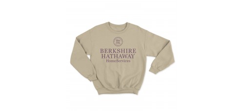 Apparel - Berkshire Hathaway Crewneck Sweatshirt Sand with Full Front Standard Logo