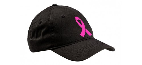 Apparel - Breast Cancer Awareness Cap Black with Embroidered Pink Ribbon