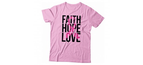 Apparel - Breast Cancer Faith Hope Love with Inner Ribbon T-Shirt