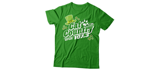 Apparel - Cat Country Limited Edition St. Patrick's T-Shirt Green with Full Front Logo and Back Shoulder Paw Print
