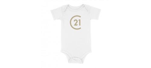 Apparel - Century 21 Onesie White with Gold Logo