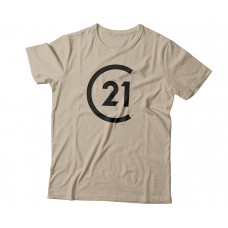 Apparel - Century 21 T-Shirt Tan with Full Front Logo