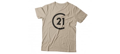 Apparel - Century 21 T-Shirt Tan with Full Front Logo