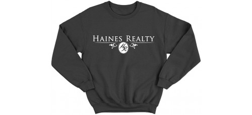 Apparel - Haines Realty Crewneck Sweatshirt Black with Full Front Logo