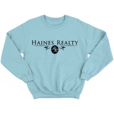 Apparel - Haines Realty Crewneck Sweatshirt Light Blue with Full Front Logo