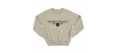 Apparel - Haines Realty Crewneck Sweatshirt Sand with Full Front Logo