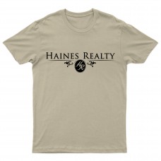 Apparel - Haines Realty T-Shirt Sand with Full Front Logo