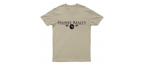 Apparel - Haines Realty T-Shirt Sand with Full Front Logo