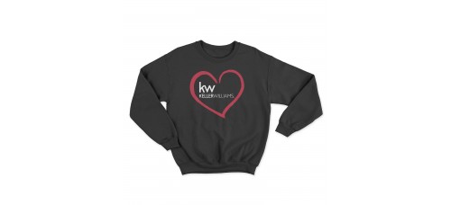Apparel - Keller Williams Crewneck Sweatshirt Black with Full Front Heart Logo