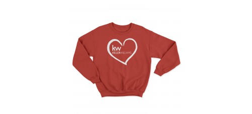 Apparel - Keller Williams Crewneck Sweatshirt Red with Full Front Heart Logo