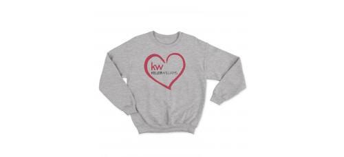 Apparel - Keller Williams Crewneck Sweatshirt Sport Grey with Full Front Heart Logo