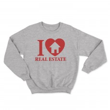 Apparel - Real Estate Crewneck Sweatshirt Sport Grey with I Love Real Estate