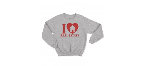 Apparel - Real Estate Crewneck Sweatshirt Sport Grey with I Love Real Estate