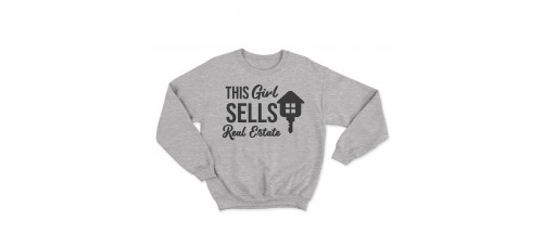 Apparel - Real Estate Crewneck Sweatshirt Sport Grey with This Girl Sells Real Estate