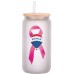 Promotional Product - RE/MAX Breast Cancer Awareness 16 oz Glass Tumbler w/Lid & Straw