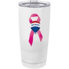 Promotional Product - RE/MAX Breast Cancer Awareness 20 oz Metal Travel Tumbler with Clear Lid