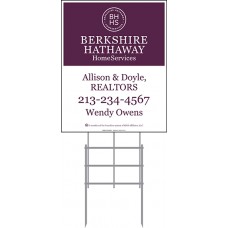 Berkshire Hathaway Yard Sign - 30x24 - 6mm or 10mm Coroplastic Standard Sign w/36" Galvanized Frame PACKAGE DEAL w/FREE SHIPPING