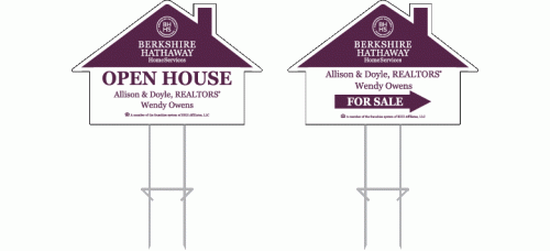 Berkshire Hathaway Directional - Custom 15x23x6mm Coroplastic House Shape with Double Sided Print