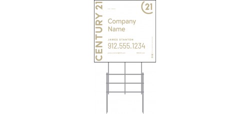 Century 21 Yard Sign - 24x24 - 6mm or 10mm Coroplastic Standard Sign w/36" Galvanized Frame PACKAGE DEAL w/FREE SHIPPING