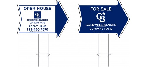 Coldwell Banker Directional - Custom 17x23x6mm Coroplastic Arrow Shape with Double Sided Print