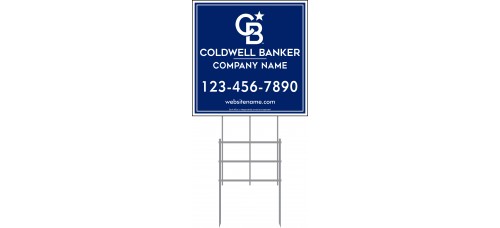 Coldwell Banker Yard Sign - 24x24 - 6mm or 10mm Coroplastic Standard Sign w/36" Galvanized Frame PACKAGE DEAL w/FREE SHIPPING