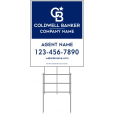 Coldwell Banker Yard Sign - 30x24 - 6mm or 10mm Coroplastic Standard Sign w/36" Galvanized Frame PACKAGE DEAL w/FREE SHIPPING