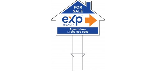 EXP Directional - Custom 15x23x4mm Coroplastic House Shape with Double Sided Print