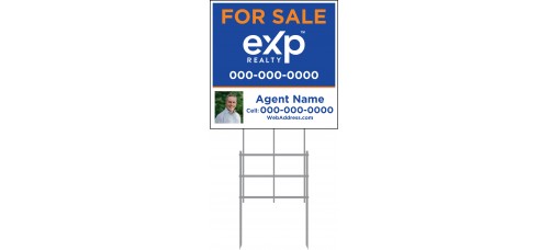 EXP Yard Sign - 24x24 - 6mm or 10mm Coroplastic Standard Sign w/36" Galvanized Frame PACKAGE DEAL w/FREE SHIPPING
