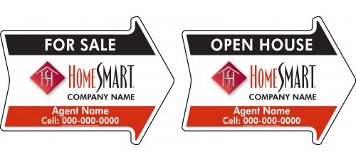 HomeSmart Directional - Custom 17x23x4mm Coroplastic Arrow Shape with Double Sided Print