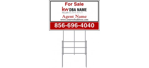 Keller Williams Yard Sign - 18x30x6mm Coroplastic Standard Sign w/36" Galvanized Frame PACKAGE DEAL w/FREE SHIPPING