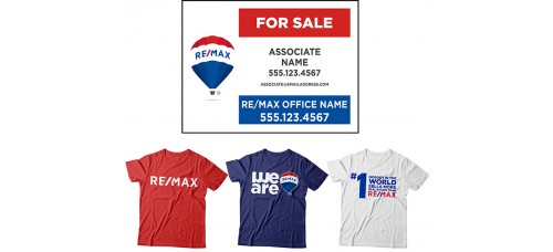 RE/MAX Savings Bundle 5-18x24 Signs & 3-Shirts Package-A1824 with FREE Shipping