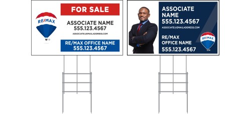 RE/MAX Yard Sign - 18x30x6mm Coroplastic Standard Sign w/36" Galvanized Frame PACKAGE DEAL w/FREE SHIPPING