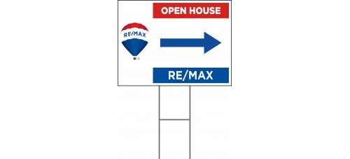 RE/MAX Directional - Stock Design 12x18x4mm Coroplastic with Double Sided Print & H-Frames (4 Pack)
