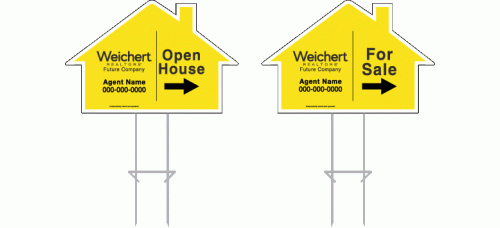 Weichert Realtors Directional - Custom 15x23x6mm Coroplastic House Shape with Double Sided Print