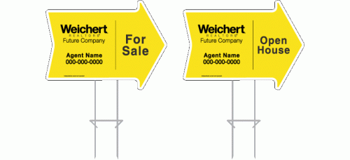 Weichert Realtors Directional - Custom 17x23x4mm Coroplastic Arrow Shape with Double Sided Print