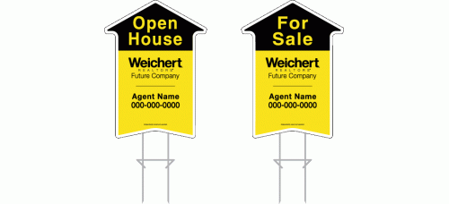 Weichert Realtors Directional - Custom 23x17x6mm Coroplastic Arrow Shape - Single Sided Only