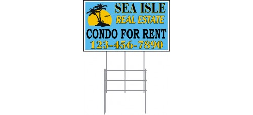 Real Estate Yard Sign - 18x30x6mm Coroplastic Standard Sign w/36" Galvanized Frame PACKAGE DEAL w/FREE SHIPPING