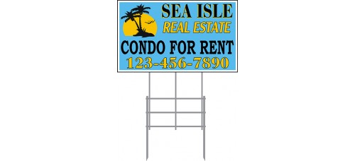 Real Estate Yard Sign - 18x30x8mm Coroplastic Standard Sign w/36" Galvanized Frame PACKAGE DEAL w/FREE SHIPPING