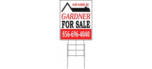 Real Estate Yard Sign - 30x24 - 6mm or 10mm Coroplastic Standard Sign w/36" Galvanized Frame PACKAGE DEAL w/FREE SHIPPING