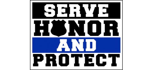 Law Enforcement - Serve Honor Badge - 18x24x4mm Coroplastic Black & Blue on White