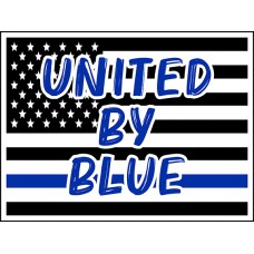 Law Enforcement - United By Blue Flag - 18x24x4mm Coroplastic Black & Blue on White