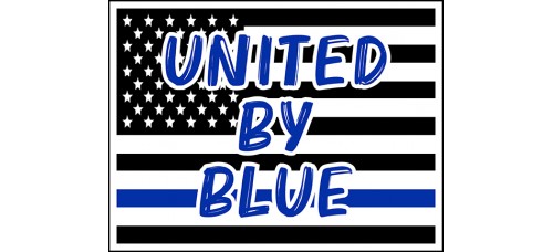 Law Enforcement - United By Blue Flag - 18x24x4mm Coroplastic Black & Blue on White