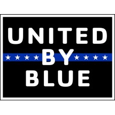 Law Enforcement - United By Blue Stripe - 18x24x4mm Coroplastic Black & Blue on White
