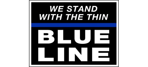 Law Enforcement - We Stand Thin Blue Line - 18x24x4mm Coroplastic Black & Blue on White