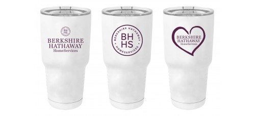 Promotional Product - Berkshire Hathaway 30 oz Metal Travel Tumbler with Clear Lid