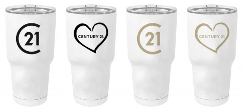 Promotional Product - Century 21 30 oz Metal Travel Tumbler with Clear Lid