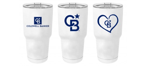 Promotional Product - Coldwell Banker 30 oz Metal Travel Tumbler with Clear Lid
