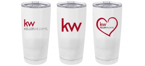 Promotional Product - Keller Williams 20 oz Metal Travel Tumbler with Clear Lid